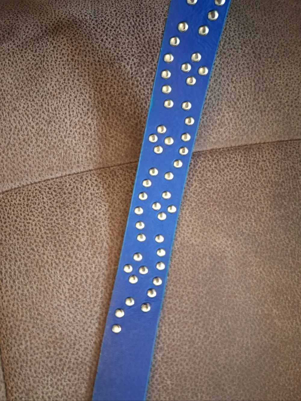 Blue Croc-Embossed Faux Leather Rhinestone Western Belt 33 To 38 Inches